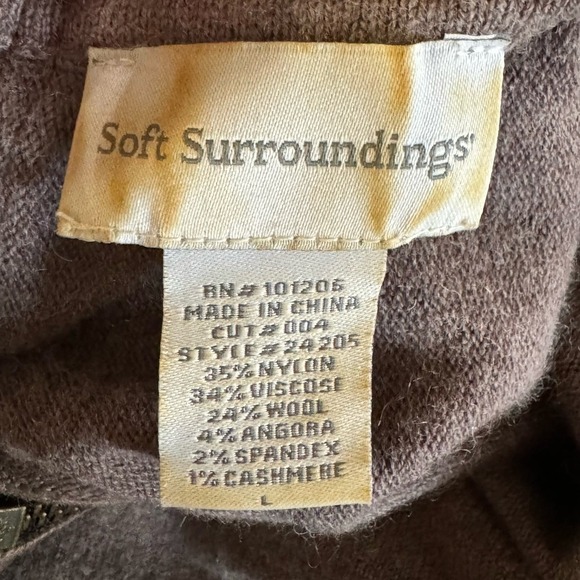 Soft Surroundings Wool, Angora, Cashmere Blend Cowl Neck Sweater Cape Size Large - Picture 6 of 6